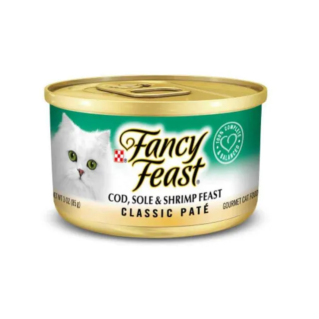 Fancy Feast Paté Clásico Con Bacalao, Lenguado, Camaron Y Otros 85 g