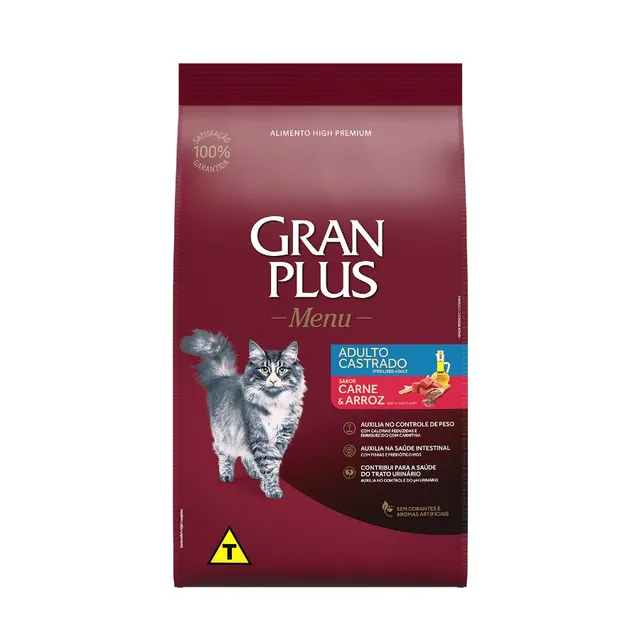 Gran Plus Menu Gato Adulto Castrado Carne Y Arroz 3 Kg