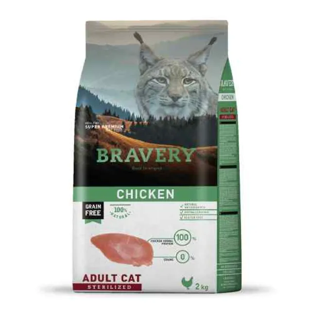 Bravery Chicken Adult Cat Sterilized Alimento Seco Gato 2 Kg