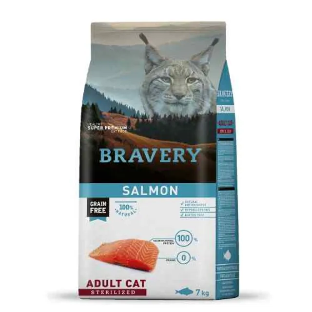 Bravery Salmón Adult Cat Sterilized Alimento Seco Gato 2 Kg