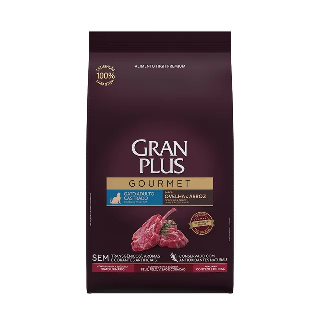 Gran Plus Gourmet Gato Adulto Castrado Sabor Cordero Y Arroz 3 Kg