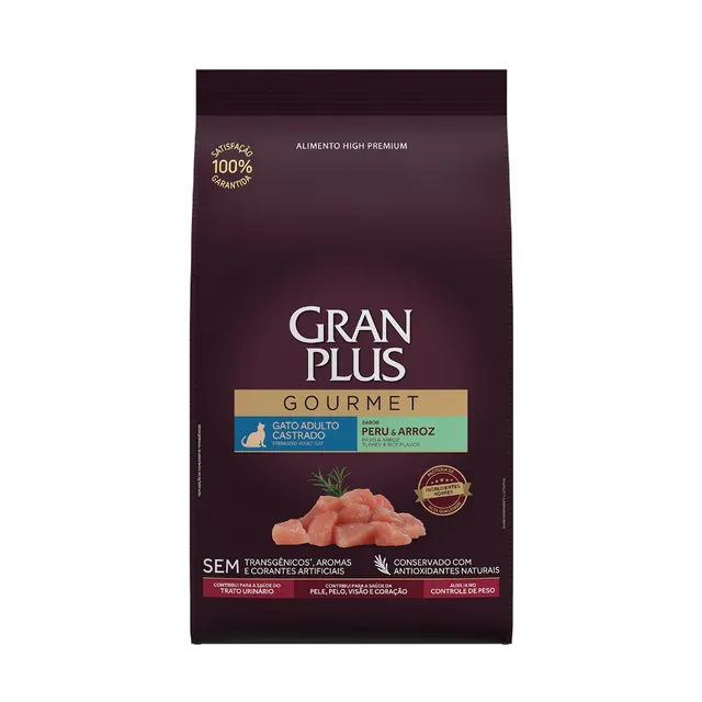 Gran Plus Gourmet Gato Adulto Castrado Sabor Pavo Y Arroz 1 Kg