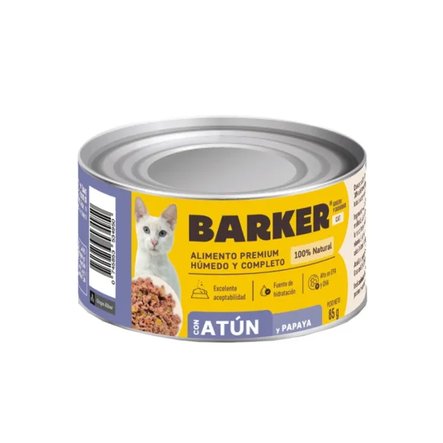 Barker Gato Húmedo Atún Y Papaya 85g Lata