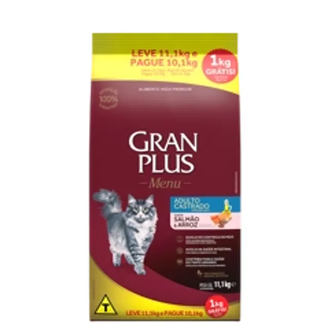 Gran Plus Gato Adulto Esterilizado Salmón Y Arroz 10Kg+1Kg Gratis
