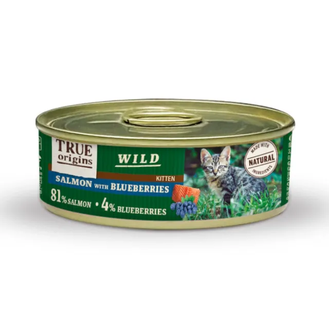 True Origins Wild Kitten Salmón Y Arándanos Lata Para Gatitos 85 Gr