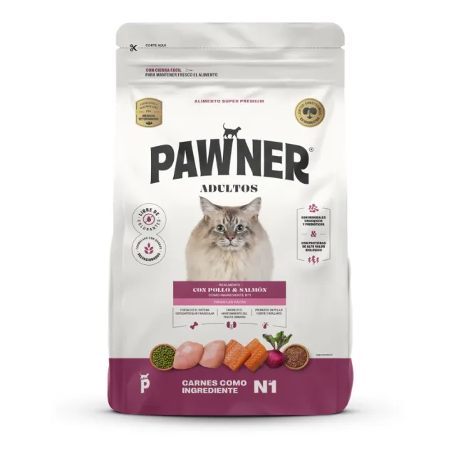 Pawner Alimento Seco Gato Adulto Pollo Y Salmon 1 Kg