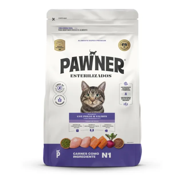 Pawner Alimento Seco Gato Adulto Esterilizado Pollo Y Salmon 8 Kg