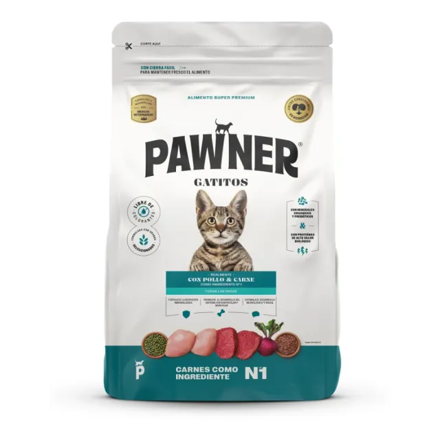 Pawner Alimento Seco Gato Gatito Pollo Y Carne 8 Kg