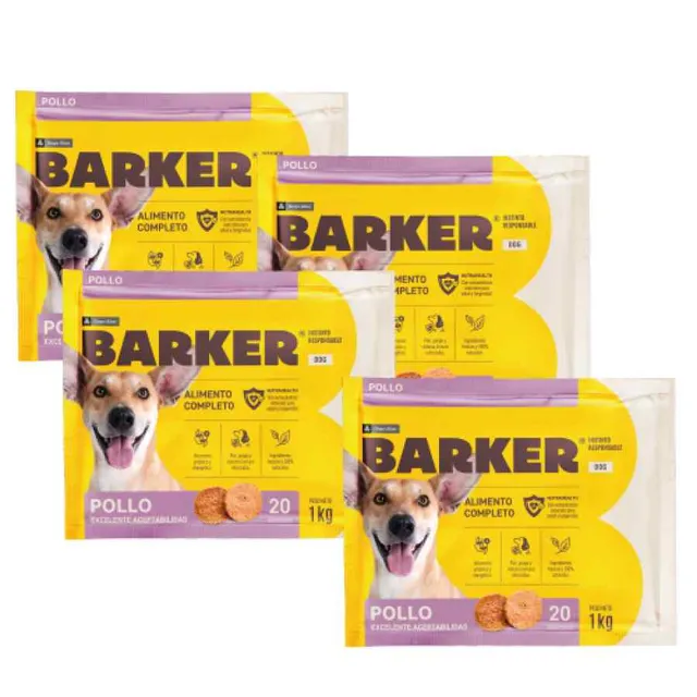 Combo Barker Hamburguesas De Pollo 4 bolsas x 1 kg (20 unidades por bolsa)