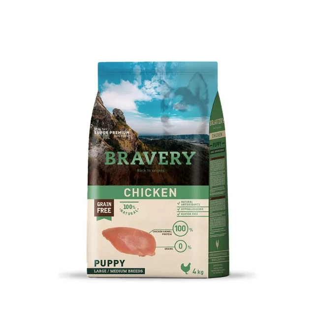 Bravery Chicken Puppy Large/Medium Breeds Alimento Seco Perro 4 Kg