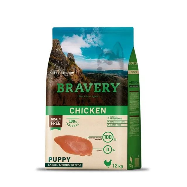 Bravery Chicken Puppy Large/Medium Breeds Alimento Seco Perro 12 Kg