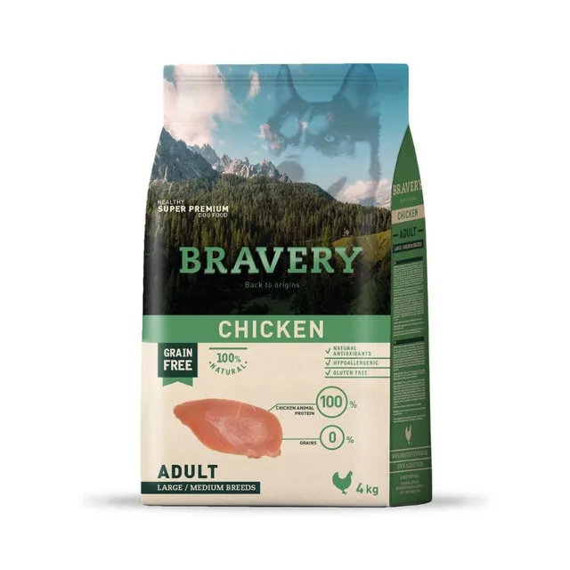 Bravery Chicken Adult Large/Medium Breeds Alimento Seco Perro 4 Kg