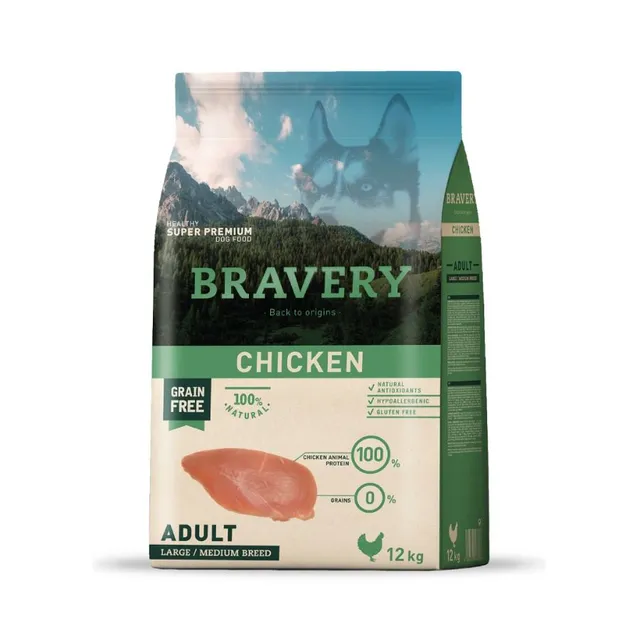 Bravery Chicken Adult Large/Medium Breeds Alimento Seco Perro 12 Kg