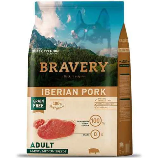 Bravery Iberian Pork Adult Large/Medium Breeds Alimento Seco Perro 4 Kg