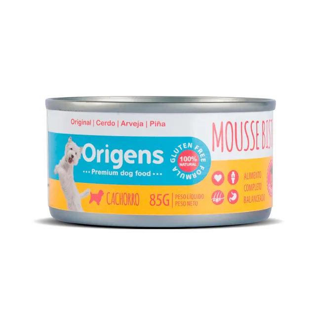 Origens mousse bistro tropical cerdo, arveja y piña cachorro 85 gr
