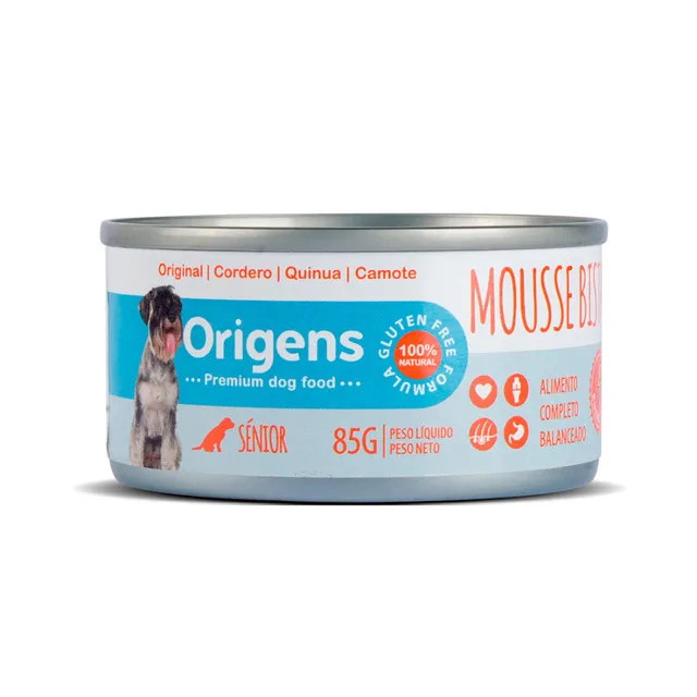 Origens mousse bistro energético cordero, quinua y camote senior 85 gr