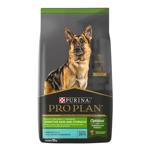 Pro Plan Sensitive Skin And Stomach Razas Medianas Y Grandes 12 Kg
