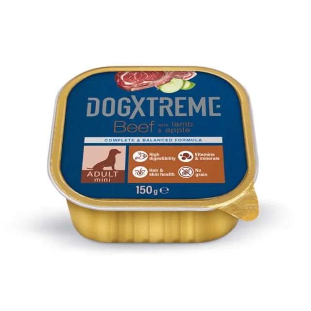 Dogxtreme Adult Mini Comida Húmeda Vacuno Cordero Manzana 150 g
