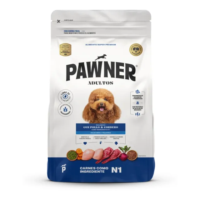 Pawner Alimento Seco Perro Razas Pequeñas Pollo Y Cordero 1 Kg
