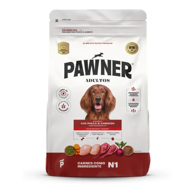 Pawner Alimento Seco Perro Razas Grandes Pollo Y Cordero 3 Kg