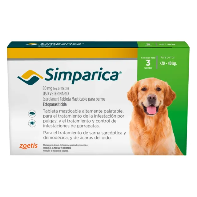 Simparica Antipulgas 80mg (20 a 40kg) x Caja
