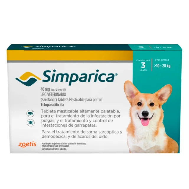 Simparica Antipulgas 40mg (10 a 20kg)