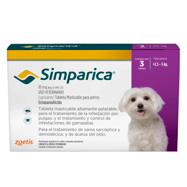 Simparica Antipulgas 10mg (2.5 a 5kg)