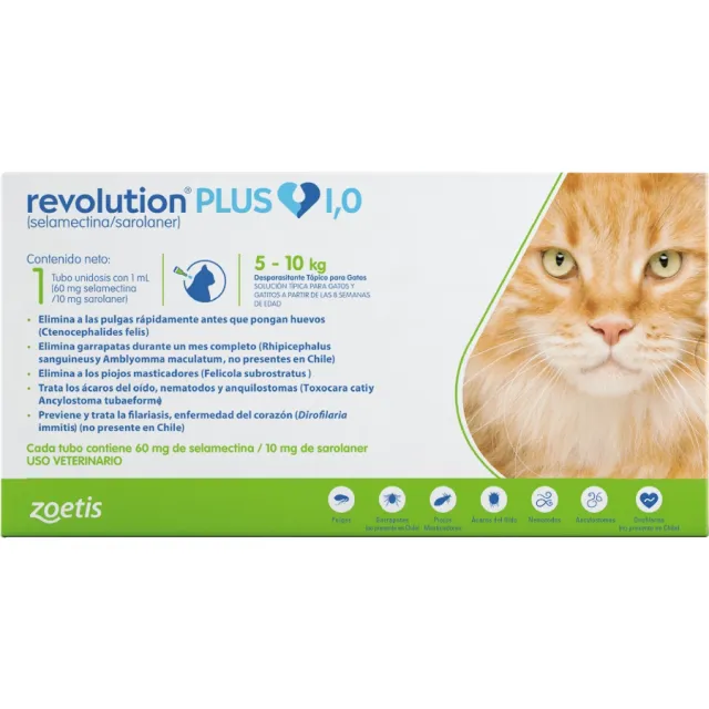 Revolution Plus X 1 Pipeta X 1 Ml (Verde Felinos 5 A 10 Kg) (1 Pipeta)