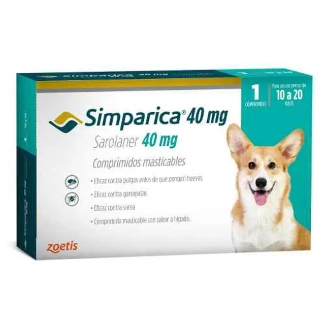 Simparica 40 mg x 1 tab (10 a 20 kg)