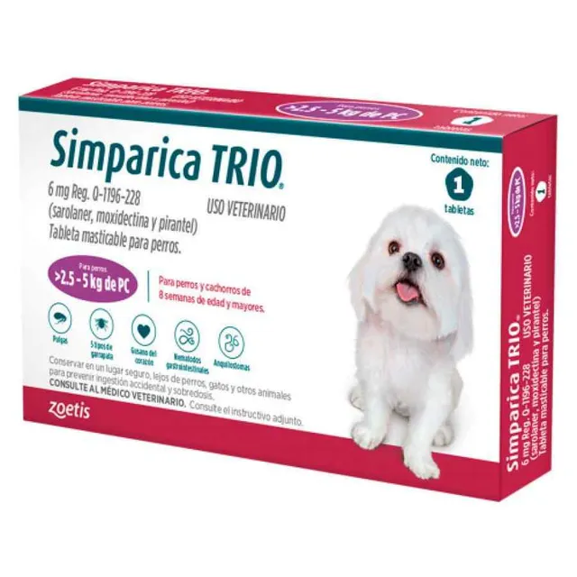 Simparica Trio Morado 2.6 5Kg X 1 Tab