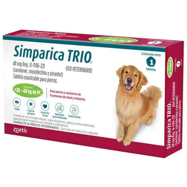 Simparica Trio Verde 20.1 40 Kg X 1 Tab