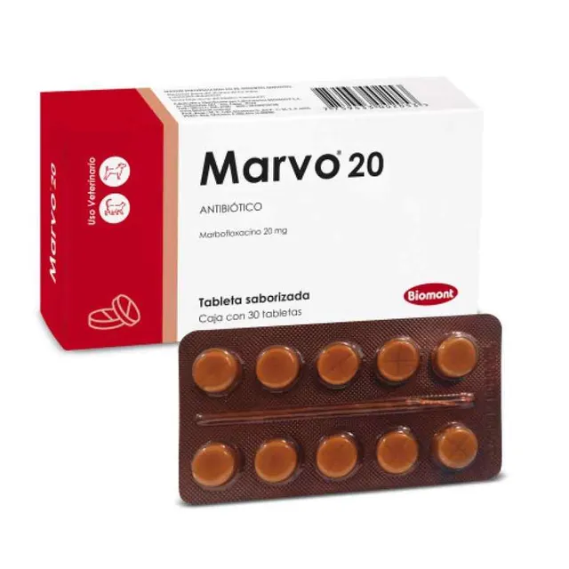 Marvo 20 (Marbofloxacina) Venta: Blister 10 TAB
