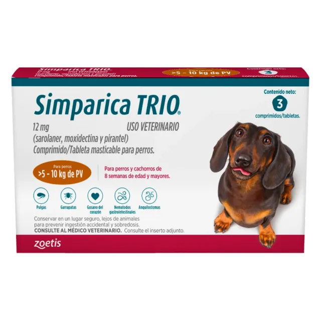 Simparica Trio Caramel 5.1 10kg x 3 tabletas