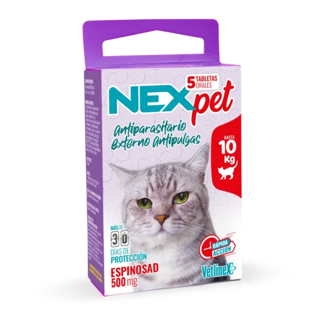 Vetlinex Nex Pet Gato Pastilla Antipulgas Para 10 Kg X 5 Un.