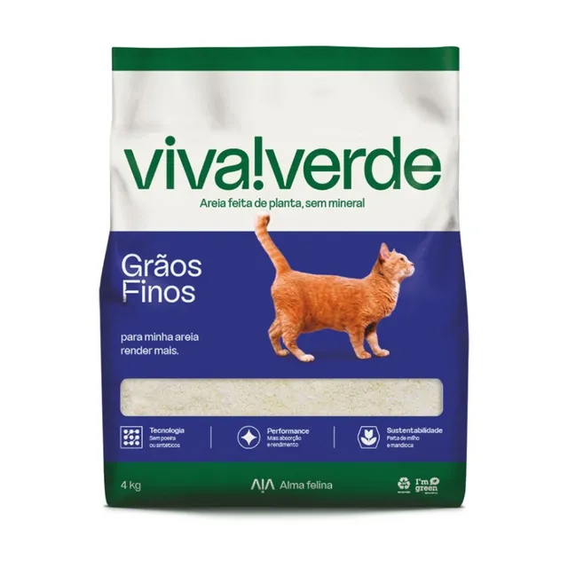 Arena para gato viva verde 4 kg Granos Finos