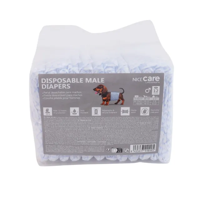 Nice Care Pañal Para Perro Macho 12 Pcs Talla M