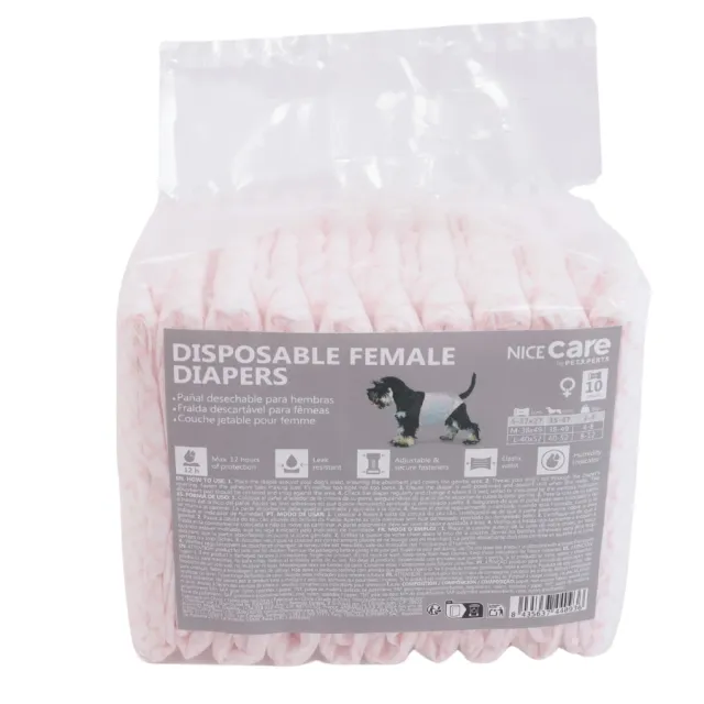 Nice Care Pañal Para Perra Hembra 10 Pcs Talla S