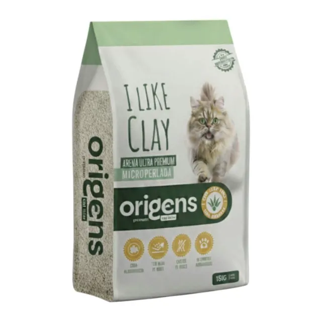 Arena Sanitaria Microperlada Origens Ultra Premium P/Gato Aroma Aloe Vera 15 Kg