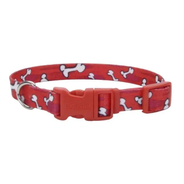 Coastal Collar Pet Attire Styles Medium 3/4' X 20' Med Rojo C/Huesitos