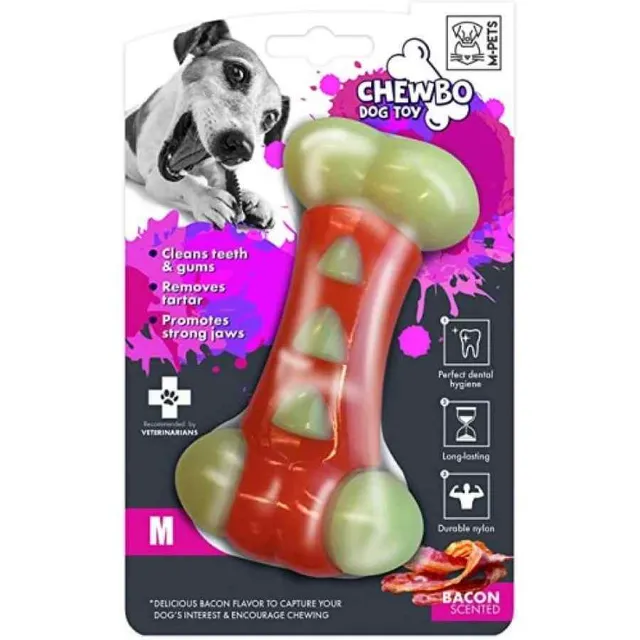 Mpets Chewbo Tribone Clean Dental Juguete Hueso Limpiador Dental Sabor Tocino Talla S