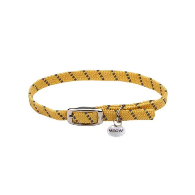 Coastal Elastacat Reflective Safety Stretch Collar With Reflective Charm, Yellow, 3/8" X 10"