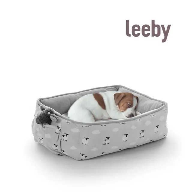 Leeby Cuna de Ovejitas con Cojín Desenfundable y Juguete para cachorros