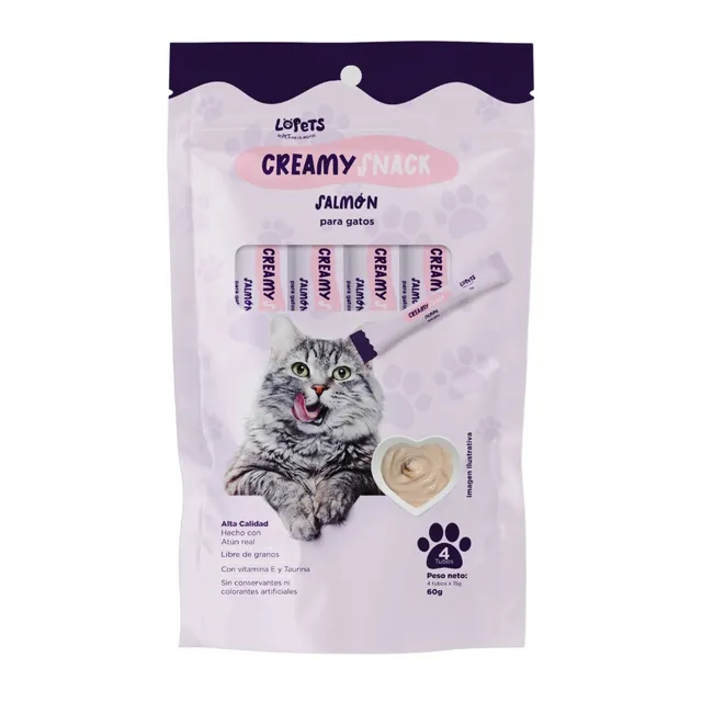 Lopets Creamy Snack Para Gatos - Salmón x 60 G (4x15g)
