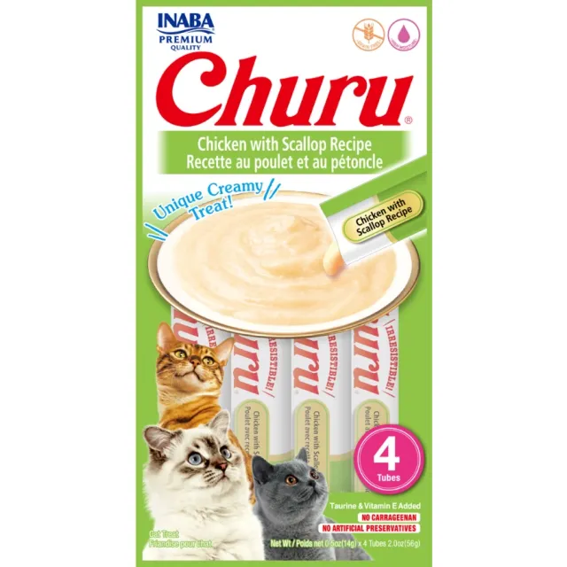 Churu Gato Pollo Y Vieiras 4Und