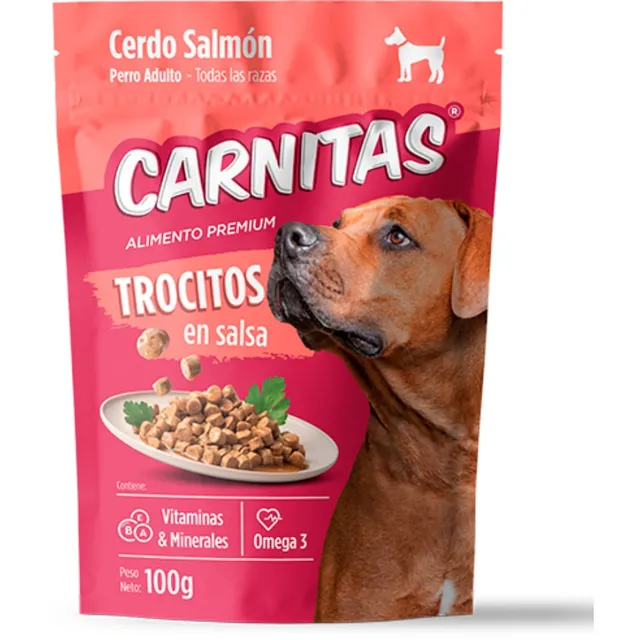 Carnitas Ap Perro Trocitos En Salsa Cerdo Salmon x 100 g