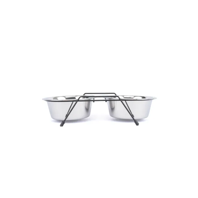 Comedero Doble De Acero Inoxidable Leeby Talla XL