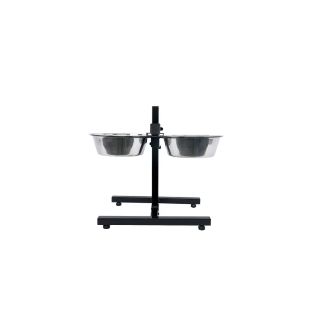 Comedero Doble Ajustable De Acero Inoxidable Leeby Talla L